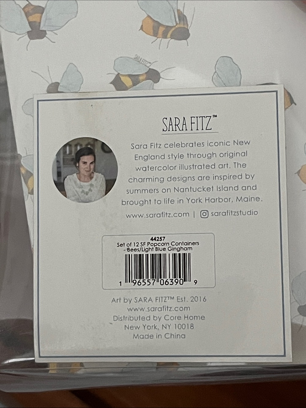 Sara Fitz Blue Bumblebee /Check Paper Party Goods - Picture 7 of 9